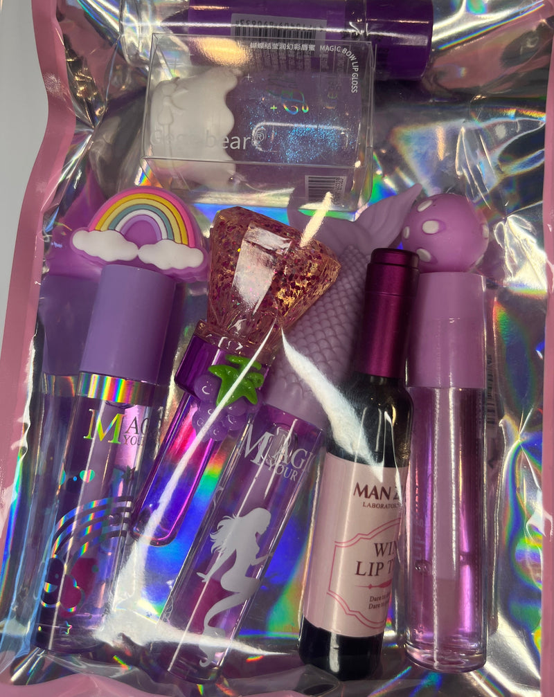 Purple rainbow lip oil, grape fruit lip oil, purple wine tint, mermaid lip gloss, purple sheen gloss, purple color changing lipstick, bubble  gum lip gloss 